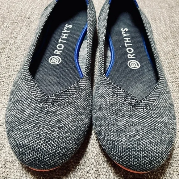 Rothy’s The Flat Round Toe gray w/ pink Comfort Ballet Flats Women’s Size 9 US - Picture 2 of 6